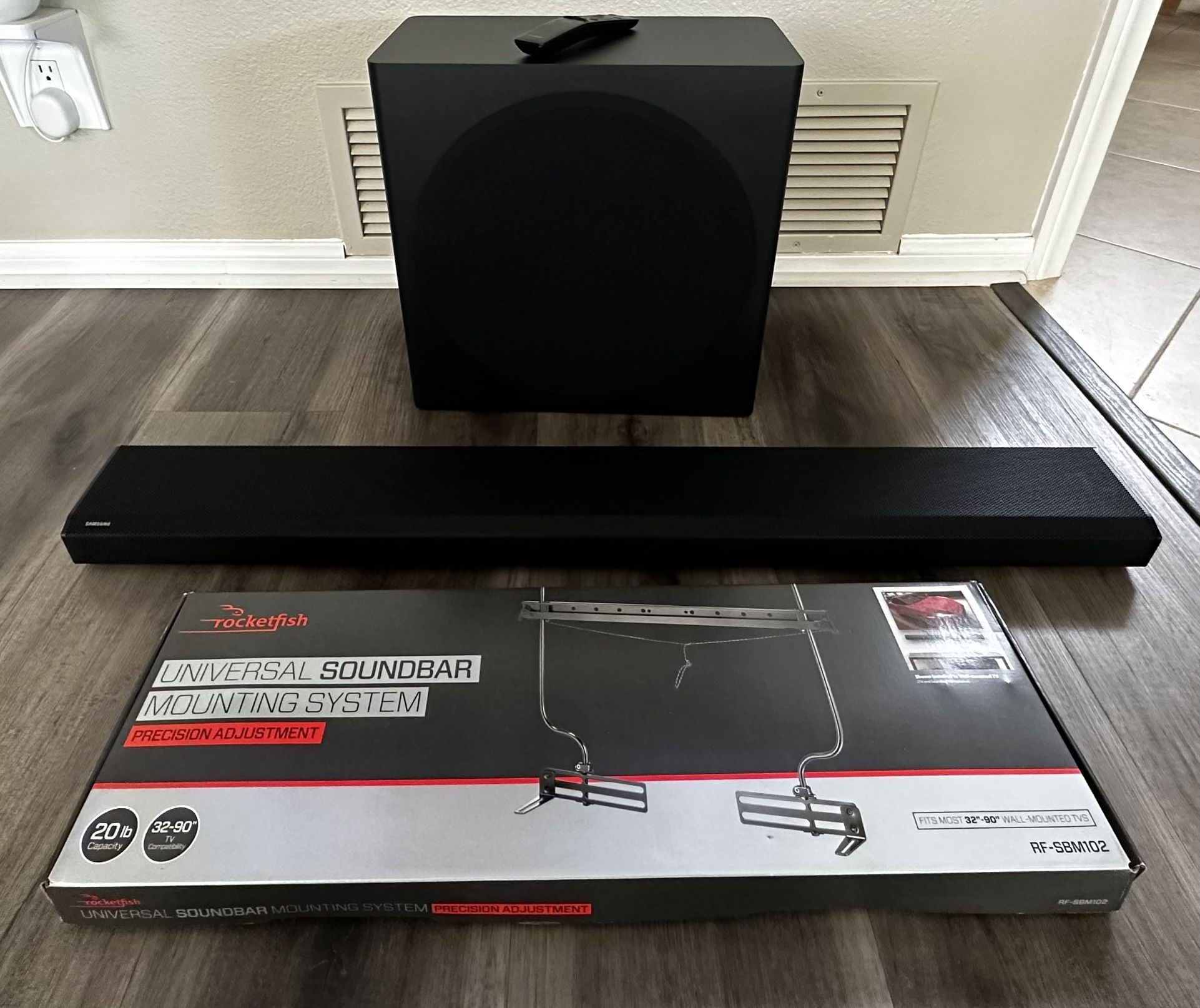 Samsung Sound Bar, Sub Woofer & TV Mount