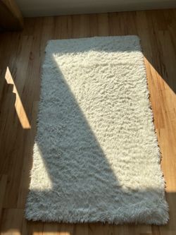 White Shag Area Rug 3x5