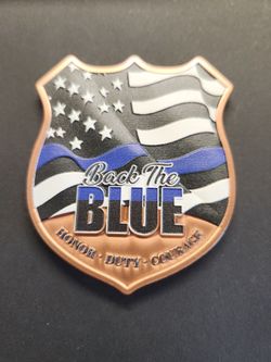 5 Ounce Back The Blue AVDP .999 Colorized Copper Shield