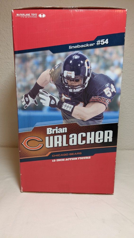 Brian Urlacher Autographed Football with 12 Inch NFL Figure