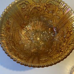 Glass Rose Carnival Bowl 
