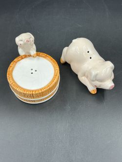 Vintage Mother And Piglet, Ceramic Salt And Pepper Shaker Set