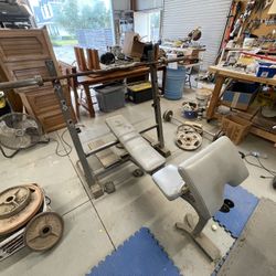 Bench Press & Preacher Curl + Olympic Bar + Olympic Curl Bar