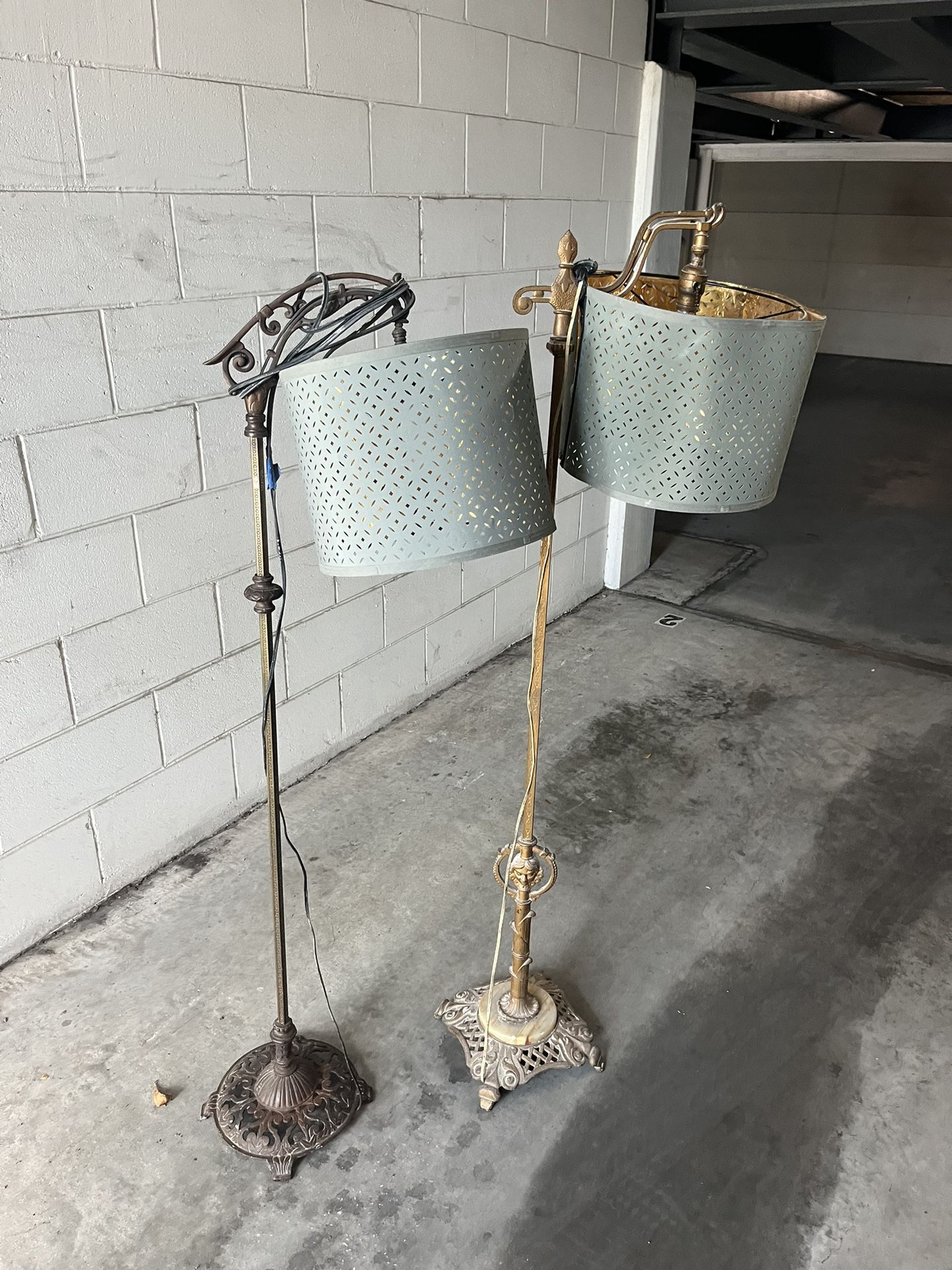 2 Antique Brass Floor Lamps