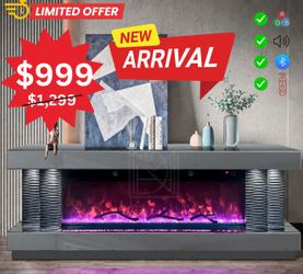 No credit needed brand new gray color LED Bluetooth speaker entertainment TV stand