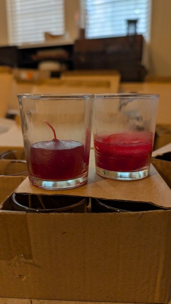 Glass Votive Holders And Red Candles