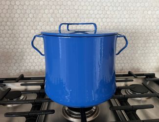 RARE PRISTINE Vintage Dansk Købenstyle MCM Mid-Century Modern Enamel Stock Pot 8 Qt Royal Klein Blue
