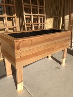 Garden Cedar planters, vegetables, flowers, vines, fruits.