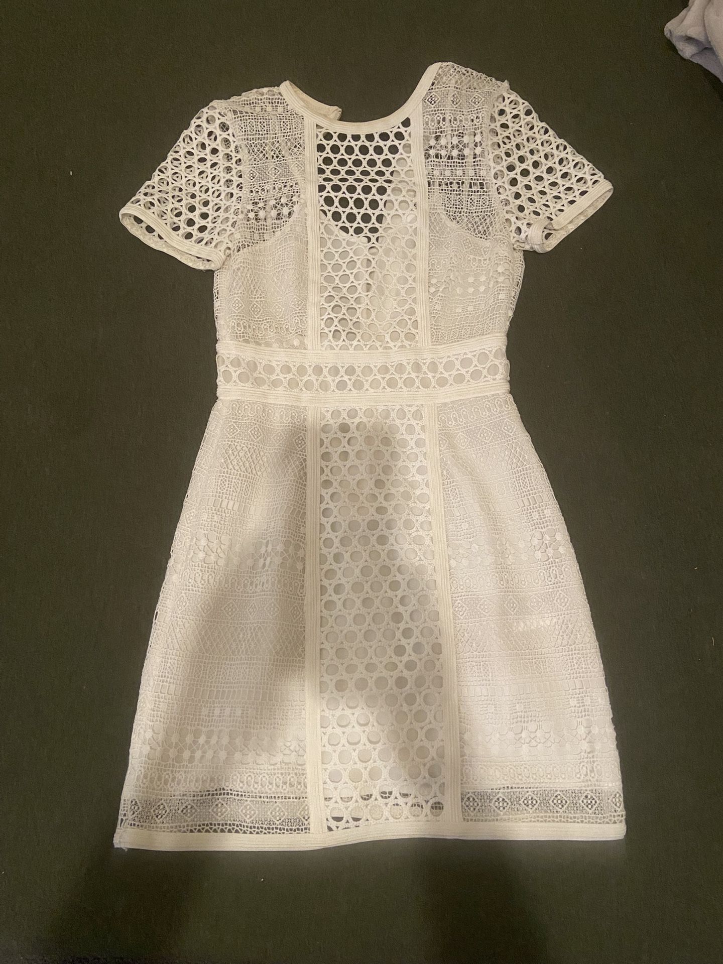 White Lattice Like Cocktail Dress 