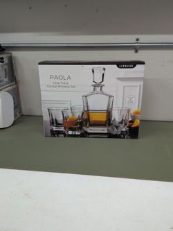 Godinger Paola nine-piece Crystal whiskey set. See description below