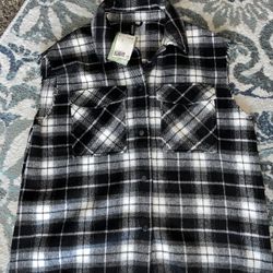 Black And White Flannel Vest