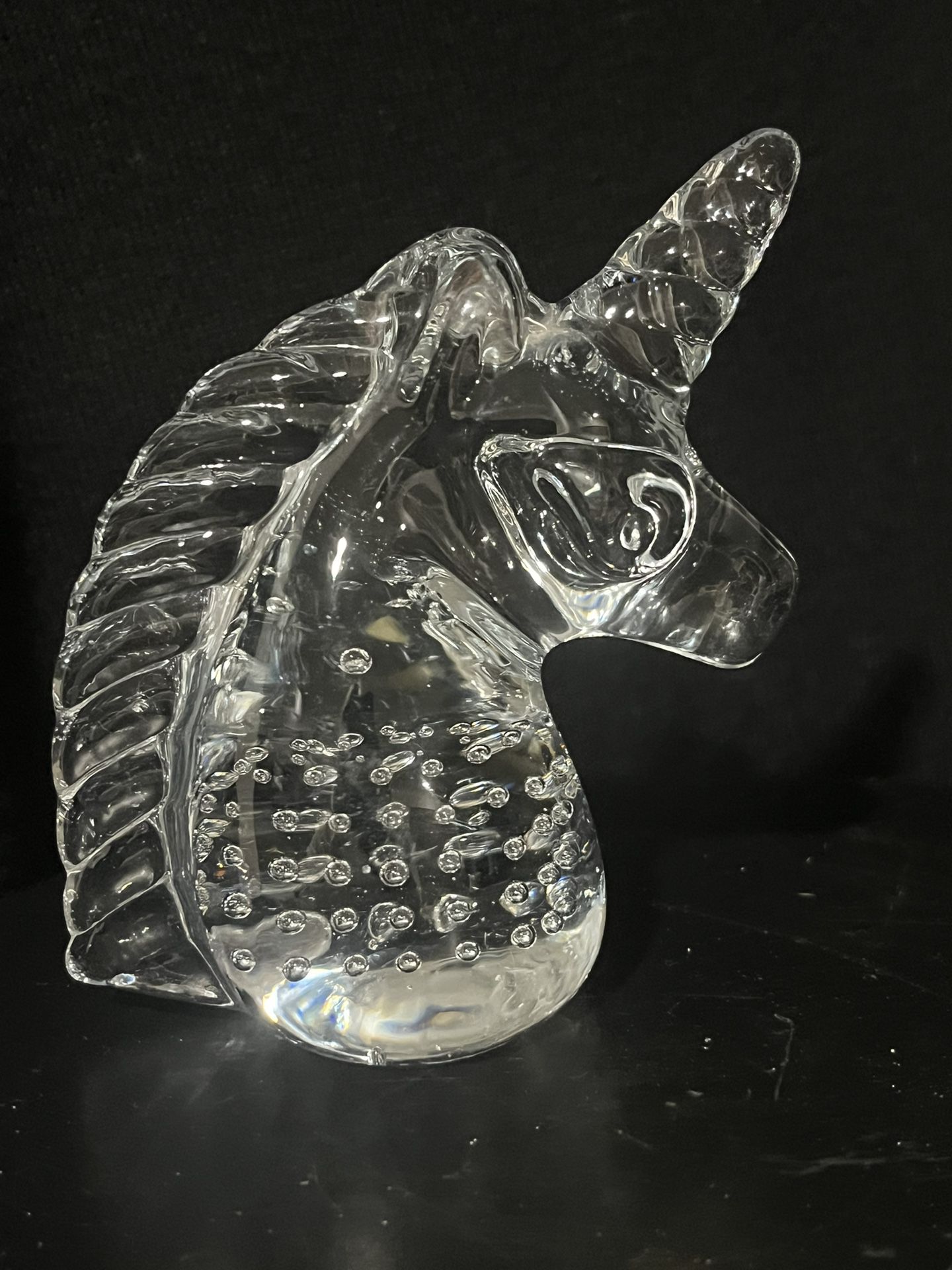 Art Glass Clear Unicorn Figurine