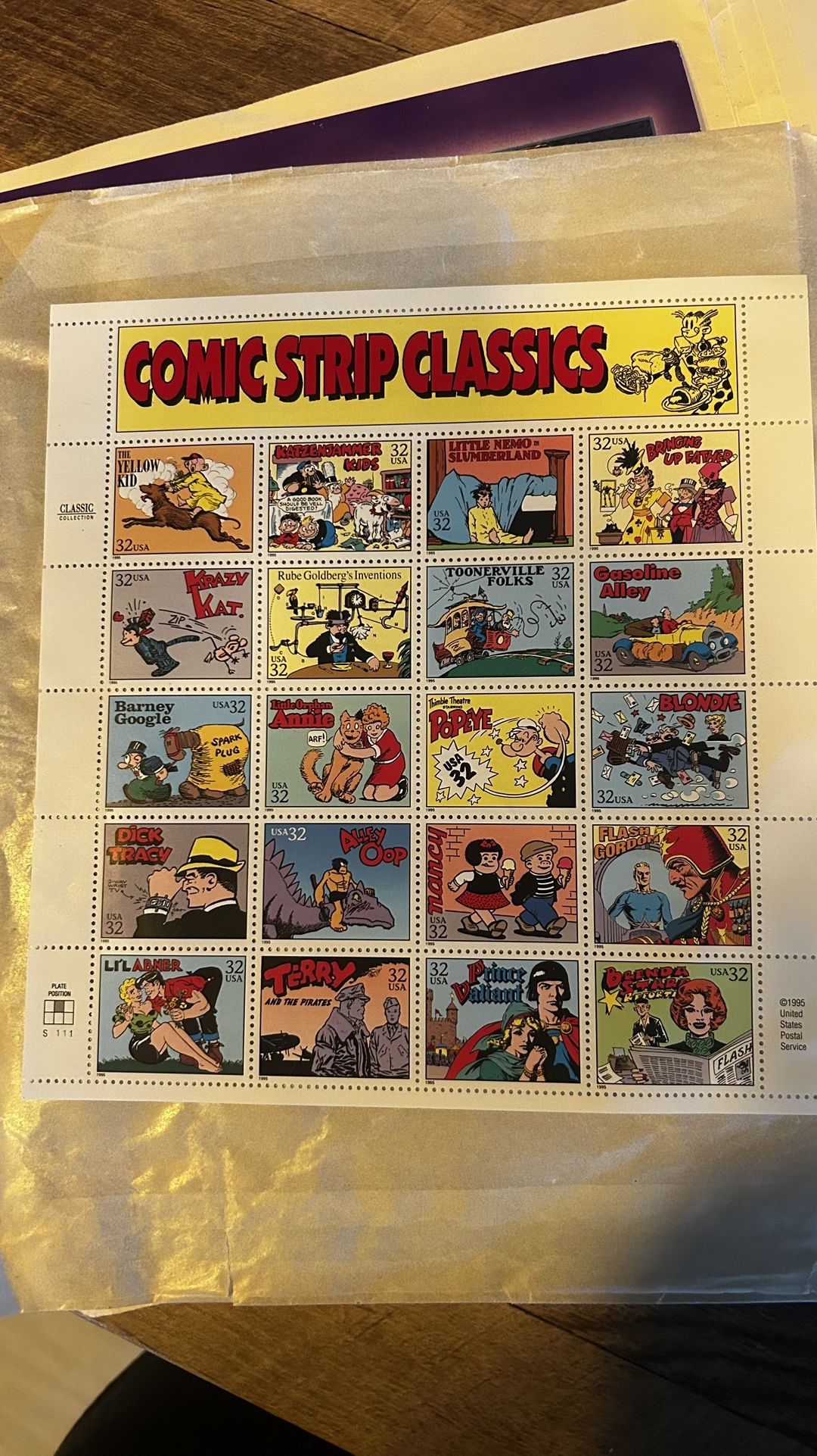 1995 COMIC STRIP CLASSICS 20 differentg - full sheet of 20 unused