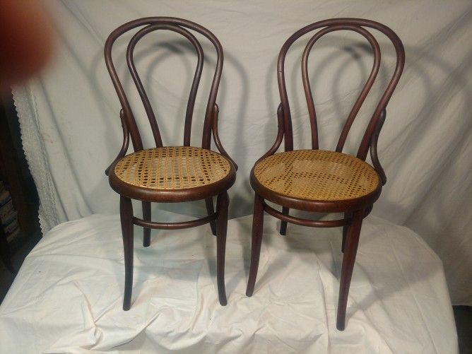 Vintage Bentwood Ice Cream Chairs With Cane Seats
