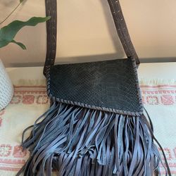 Areias Leather Fringe Bag