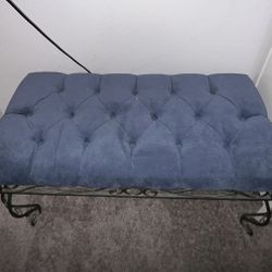 Blue Tufted Bench Ottoman