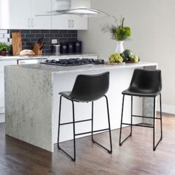 2 New Black Stools Chairs 