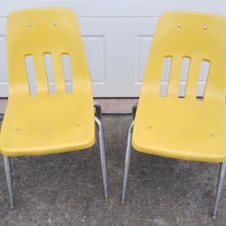 2 Virco Yellow Student School Chairs