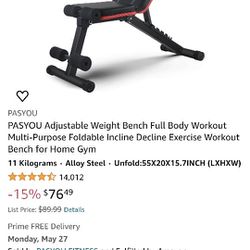 Work Out Bench For Exercise Weight Lifting Bench Press  