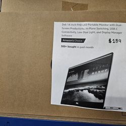 Dell 14" Led Portable Monitor With Dual Screen Productivity 