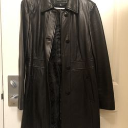 Long Womens Leather Coat Sz M