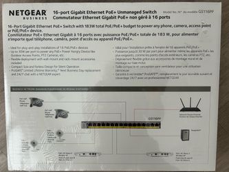 NETGEAR 16-Port Gigabit Ethernet Unmanaged PoE Switch (GS116PP) - with 16 x PoE+