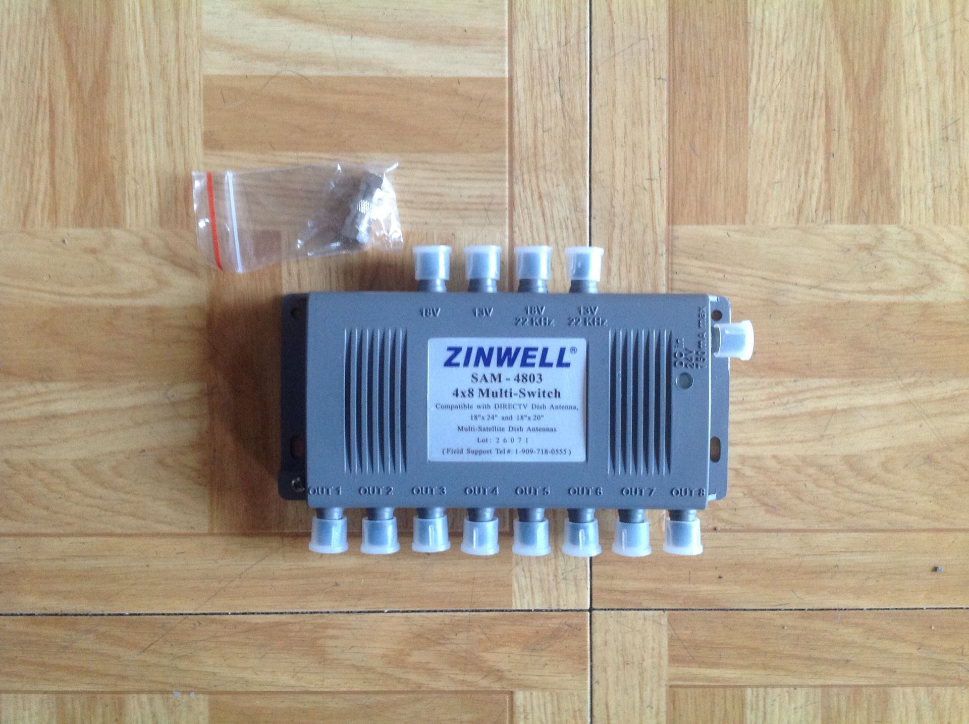 Zinwell SAM-4803 4x8 Multi-Switch for DirecTV Dish Antenna w/ Power Supply