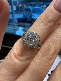 14K white gold 1.25ct old cut natural diamond 1.65ct total weight absolutely gorgeous ring