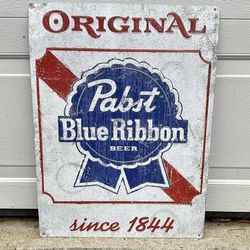 Original Pabst Blue Ribbon Beer Since 1844 Wall Hanging Metal Plaque Decoration Accent