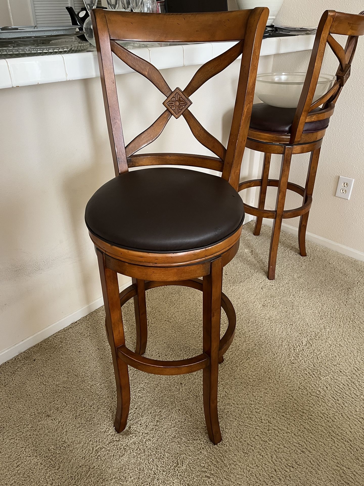 3 Wooden Bar Stools