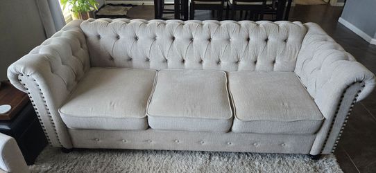 Beige Tufted Sofa