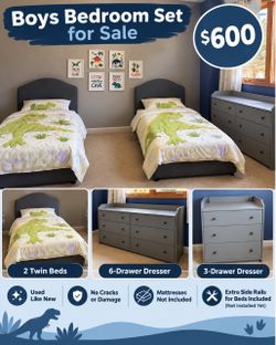 Kids Bedroom Set – 2 Twin Beds with Storage Drawers