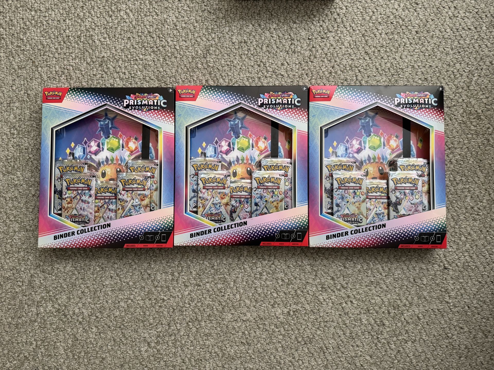 Lot of 3 Pokemon TCG Prismatic Evolutions Binder Collection - Factory Sealed