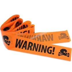New 20ft Roll of Orange Halloween Warning Tape with Skull Design