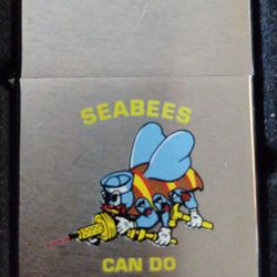 Vintage Zippo “sea Bees Can Do” Military Momento Tobacco 