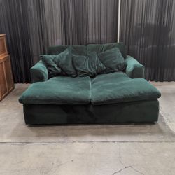 Deep Green Velvet Sectional Couch