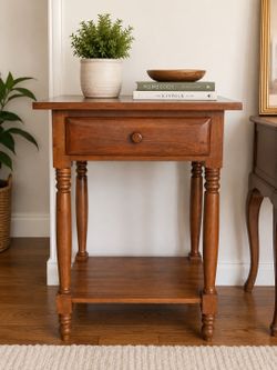 Solid Wood End Table / Nightstand with Drawer & Shelf