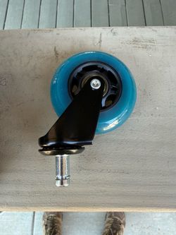 Blue Rollerblade-Style Office Chair Caster Wheel