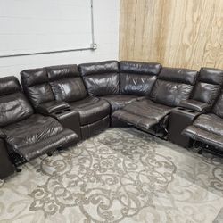 Triple Reclining leather sectional