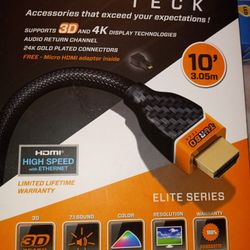 Turbo Tech 10' Elite Series HDMI Cable W/ 24k  Gold Plated Connections . Great Gift Idea!