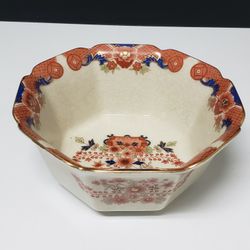 Vintage Numbered Andrae By Sadek Deep Octagon Crackle Bowl 