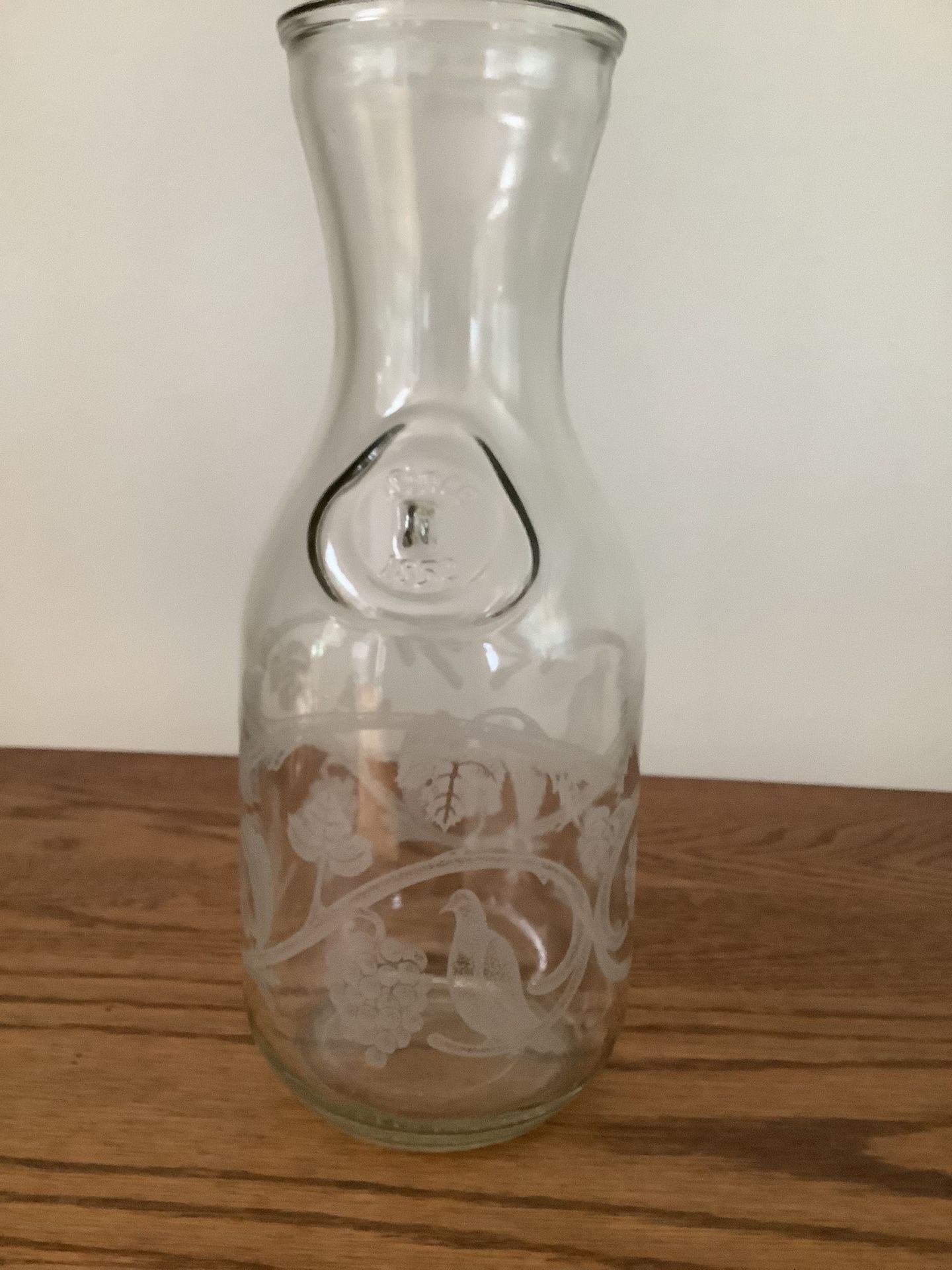 Vintage Etched Glass Wine Carafe