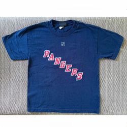 Reebok Youth M New York Rangers T-Shirt Ryan Callahan #24 Blue NHL Hockey Cotton