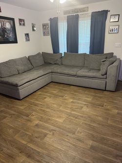 Large Gray Fabric Sectional Sofa