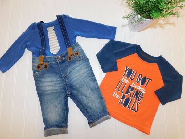 Thanksgiving Outfit “You Got The Turkey I’ll Bring The Rolls” Clothes Lot 3-6M 6M ~ Baby Boys 3-6 Months 6 Months 
