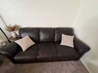 Brown leather couch
