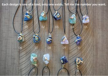 Handmade Raw Crystal Necklace — One of a Kind, Gold Detailing