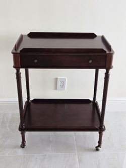 Dark Red Chestnut Bar Cart With Drawer