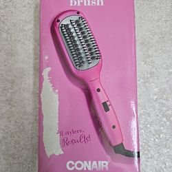Conair PINK Super Smoothing Brush-Ceramic Technology, Fast Heat-Up, Gentle Heat