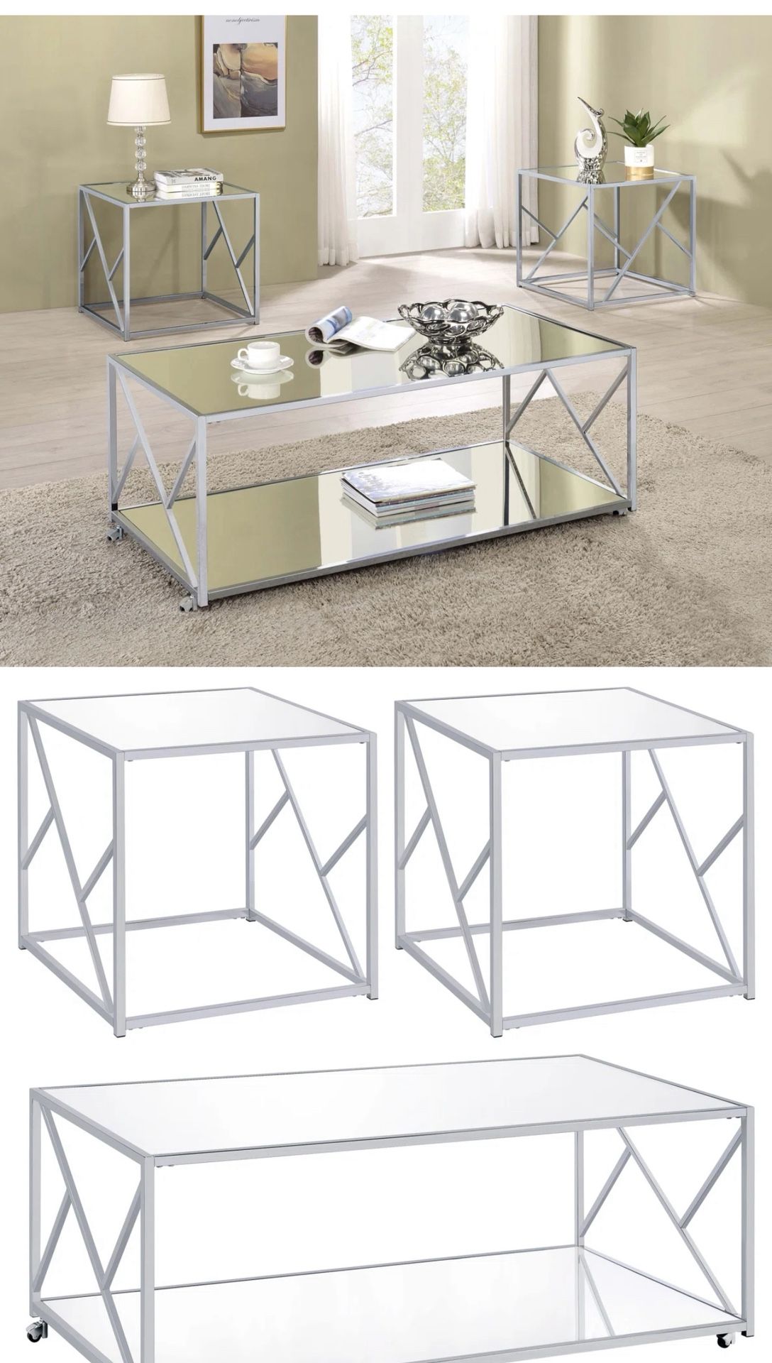 Three-piece living room coffee table set